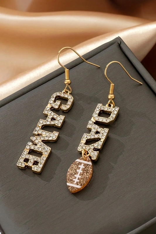 Gold GAME DAY Football Rhinestone Earrings