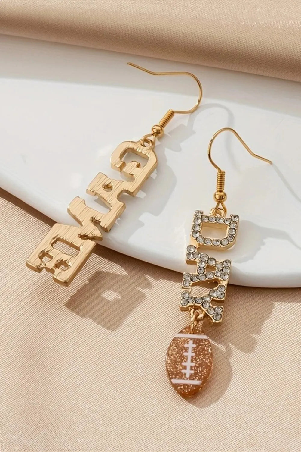 Gold GAME DAY Football Rhinestone Earrings